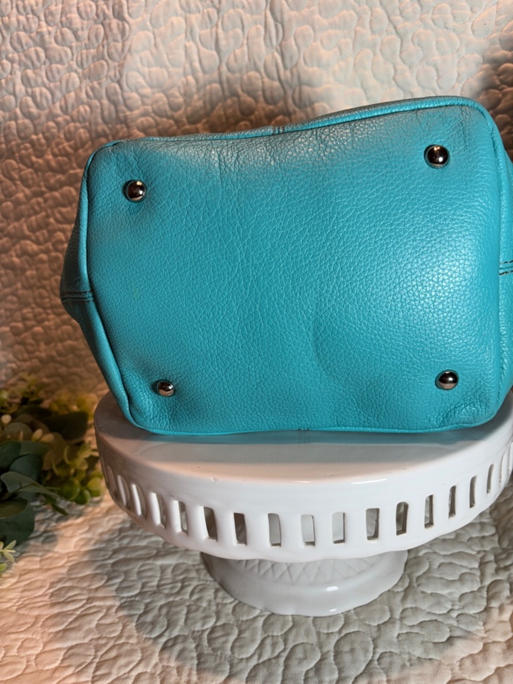 Clarks Turquoise Leather Mini Satchel - Picture 5 of 9